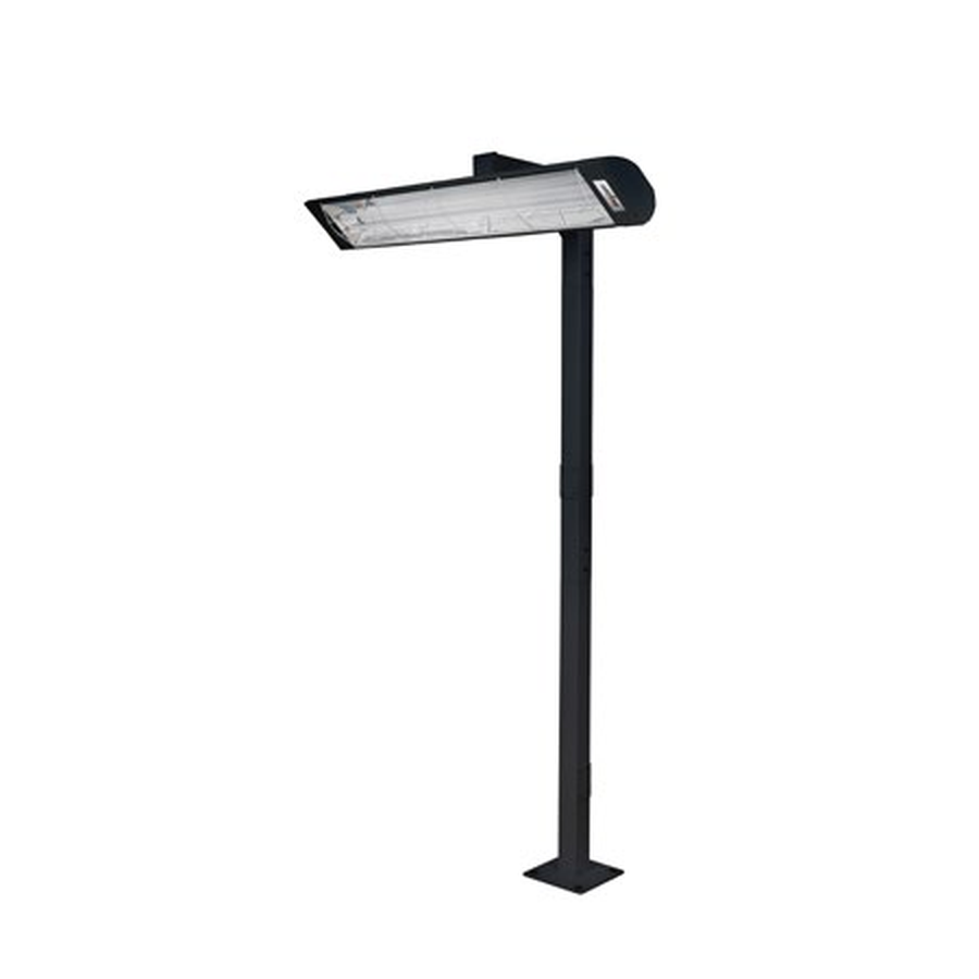 Eurofase 61-inch single-head 8-foot pole mount in black, pictured with heater separately sold