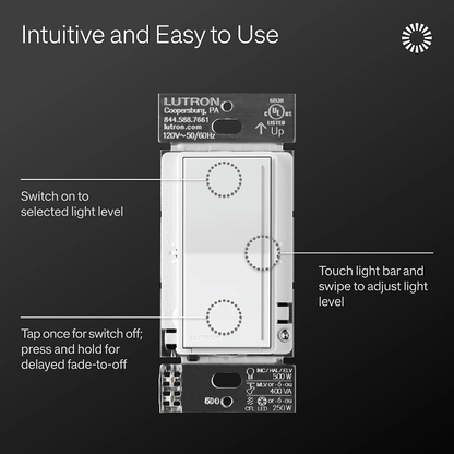 Lutron Sunnata LED+ Pro Max touch dimmer | ST-PRO-NR-WH-C | White | product / detail image