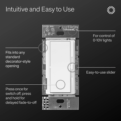 Lutron Diva 0-10V dimmer | DVSTV-R-WH-C | White | product / detail image