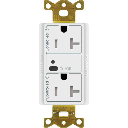 Lutron Vive Wireless Receptacle 20A Dual-Switching Duplex Tamper-Resistant | CAR2S-20-DTR