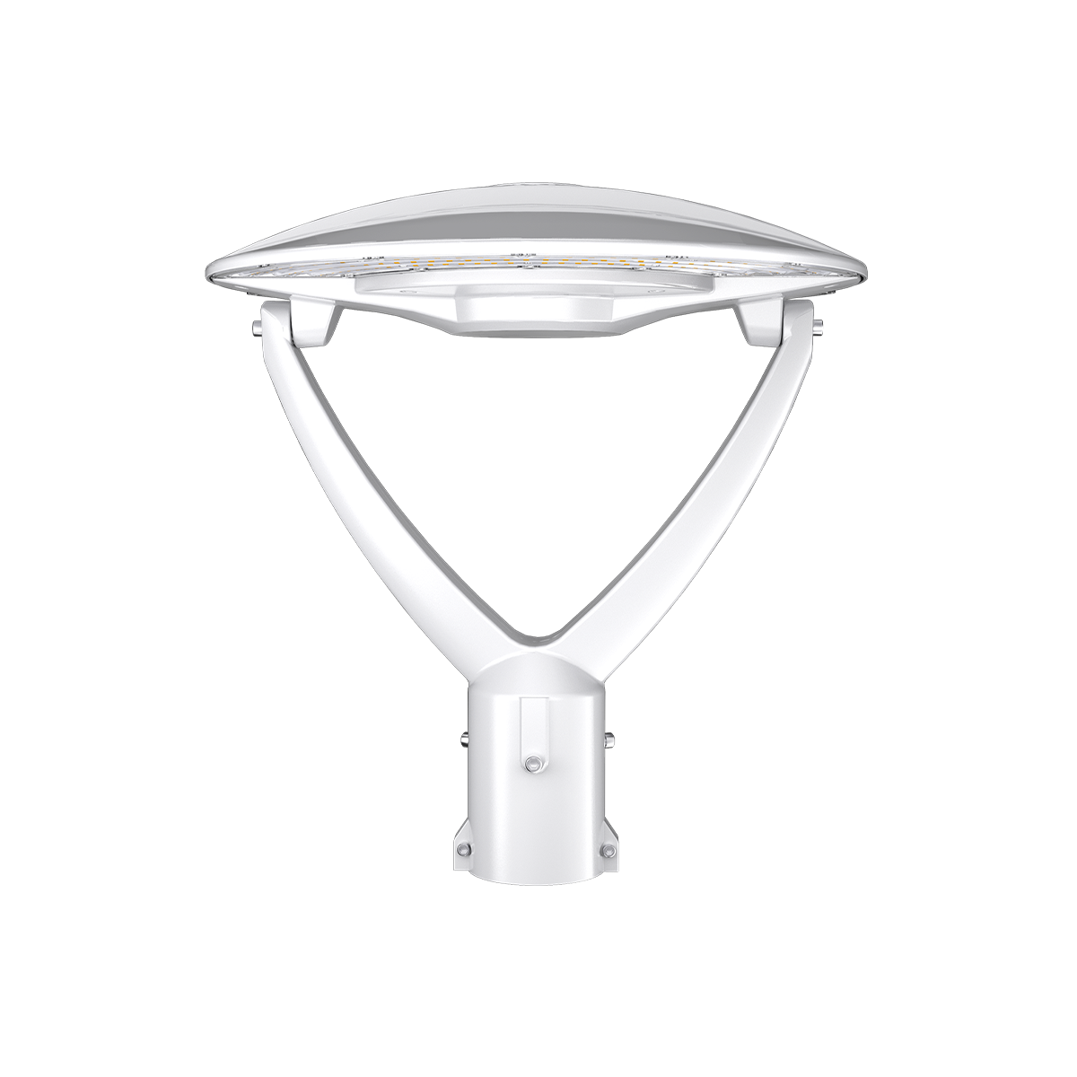 Reno Halo - Architectural Post Top Fixture Selectable Wattage 40/50/60W - Selectable CCT 3000/4000/5000K - 120-347V — Type: R1; Color: White