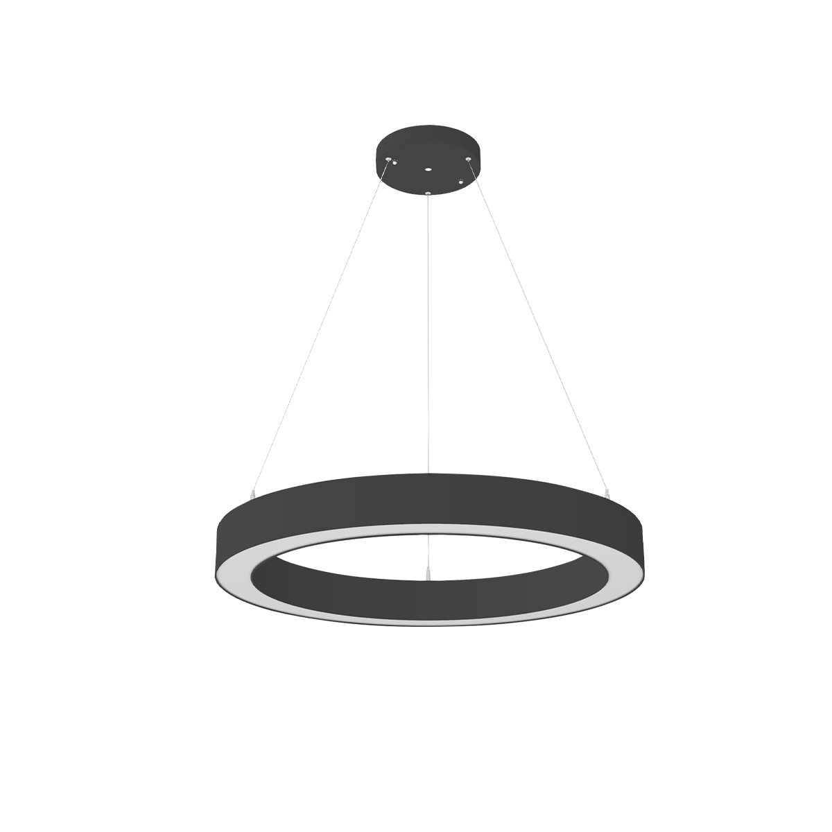 Aurora - 36" Architectural Ring Fixture | Selectable Wattage: 30/40/50/60W | Selectable CCT: 30/35/40/50K | Selectable Direct And Indirect Light Ratios | 120-347V | Suspension Cables And Canopy Included | DLC Pending — Color: Black