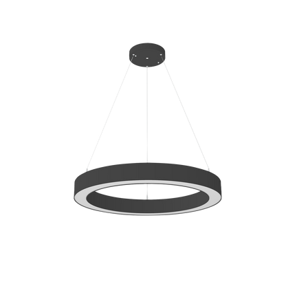 Aurora - 36" Architectural Ring Fixture | Selectable Wattage: 30/40/50/60W | Selectable CCT: 30/35/40/50K | Selectable Direct And Indirect Light Ratios | 120-347V | Suspension Cables And Canopy Included | DLC Pending — Color: Black