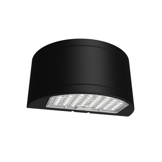 Cinema - UP & Down Semi-Circle Wall Pack R1 - Selectable Wattages 24/32/40W - Selectable CCT 3000/4000/5000K - 120-347V - Black Finish — Reflector: R2