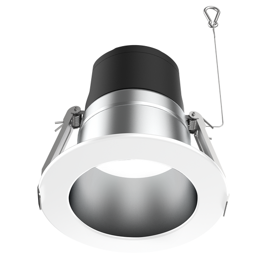 Product Display Visual of the SKU: RENO-DL4-MW-DV-MCCT-AL for Marketing of theReno 4" Aluminum Commercial Downlight

Selectable Wattage 6/9/13W | Selectable CCT 27/30/35/40/50K | 120-347V | 3IN1 Dimming 0-10V/Triac/ELV |White Trim | RENO-DL4-MW-DV-MCCT-AL
