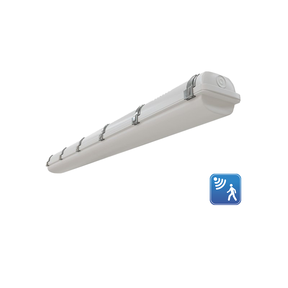 Mako - 4FT VAPOR TIGHT R1 with Integrated Microwave Sensor - Selectable Wattage 25/35/45W - Selectable CCT 35K/40K/50K - 120-347V - White Finish — Reflector: R1