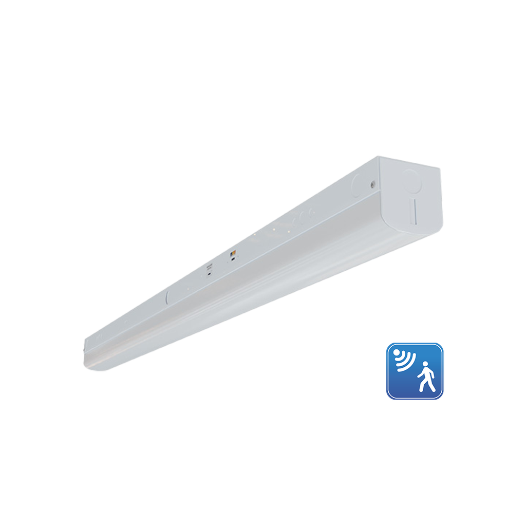 Reno Sabre - 8FT Linear Strip with Integrated Microwave Sensor | Selectable Wattage 48/75/100W | Selectable CCT 3500/4000/5000K | 120-347V | Up to 173lm/W | Factory Default: Dim to 30% after 5 minutes | RENO-LSN8-DV-MW-MCCT-HL-MS / R33033