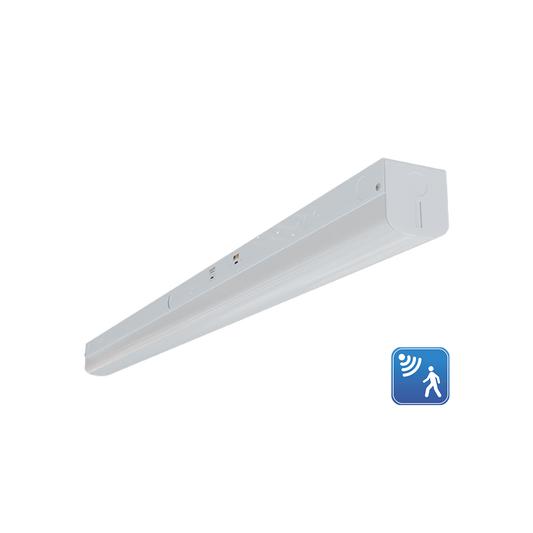 Reno Sabre - 8FT Linear Strip with Integrated Microwave Sensor | Selectable Wattage 48/75/100W | Selectable CCT 3500/4000/5000K | 120-347V | Up to 173lm/W | Factory Default: Dim to 30% after 5 minutes | RENO-LSN8-DV-MW-MCCT-HL-MS / R33033
