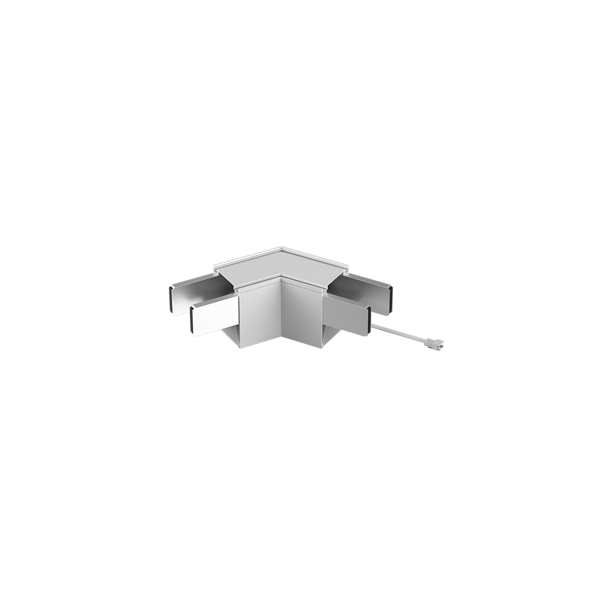 Product Display Visual of the SKU: RENO-TLSN-MCCT-V-WH-G2 for Marketing of theReno V Connector for Architectural Strip 

White Finish | RENO-TLSN-MCCT-V-WH-G2