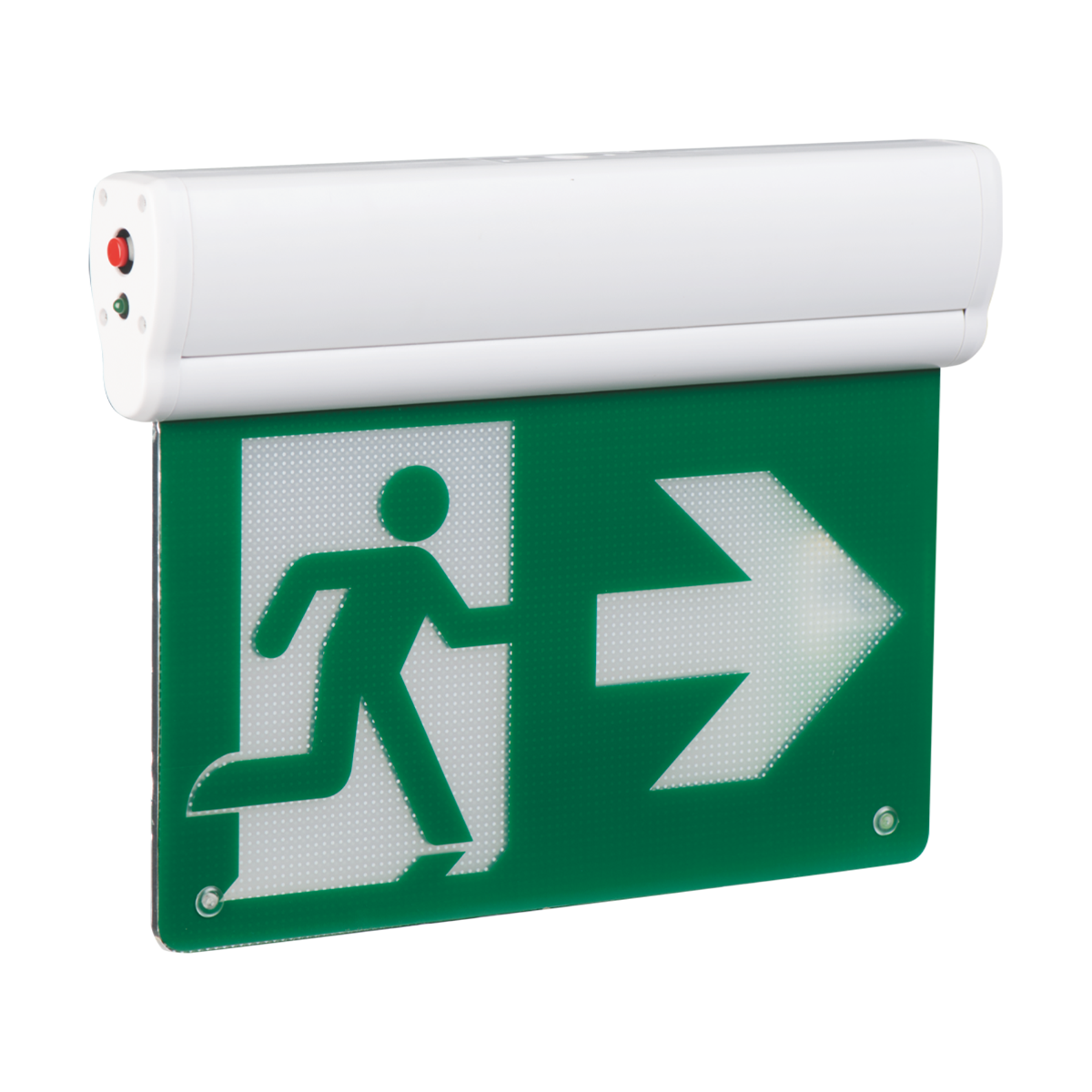 Product Display Visual of the SKU: RENO-REL-U for Marketing of theReno LED Edge-Lit Running Man Sign| 90Mins Battery Back-up | RENO-REL-U