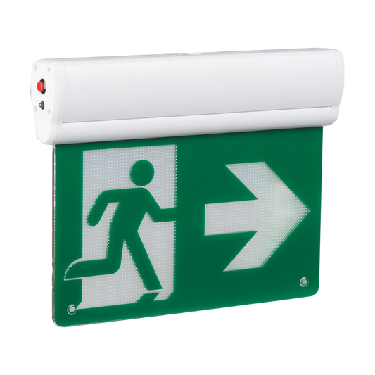 Product Display Visual of the SKU: RENO-REL-U for Marketing of theReno LED Edge-Lit Running Man Sign| 90Mins Battery Back-up | RENO-REL-U