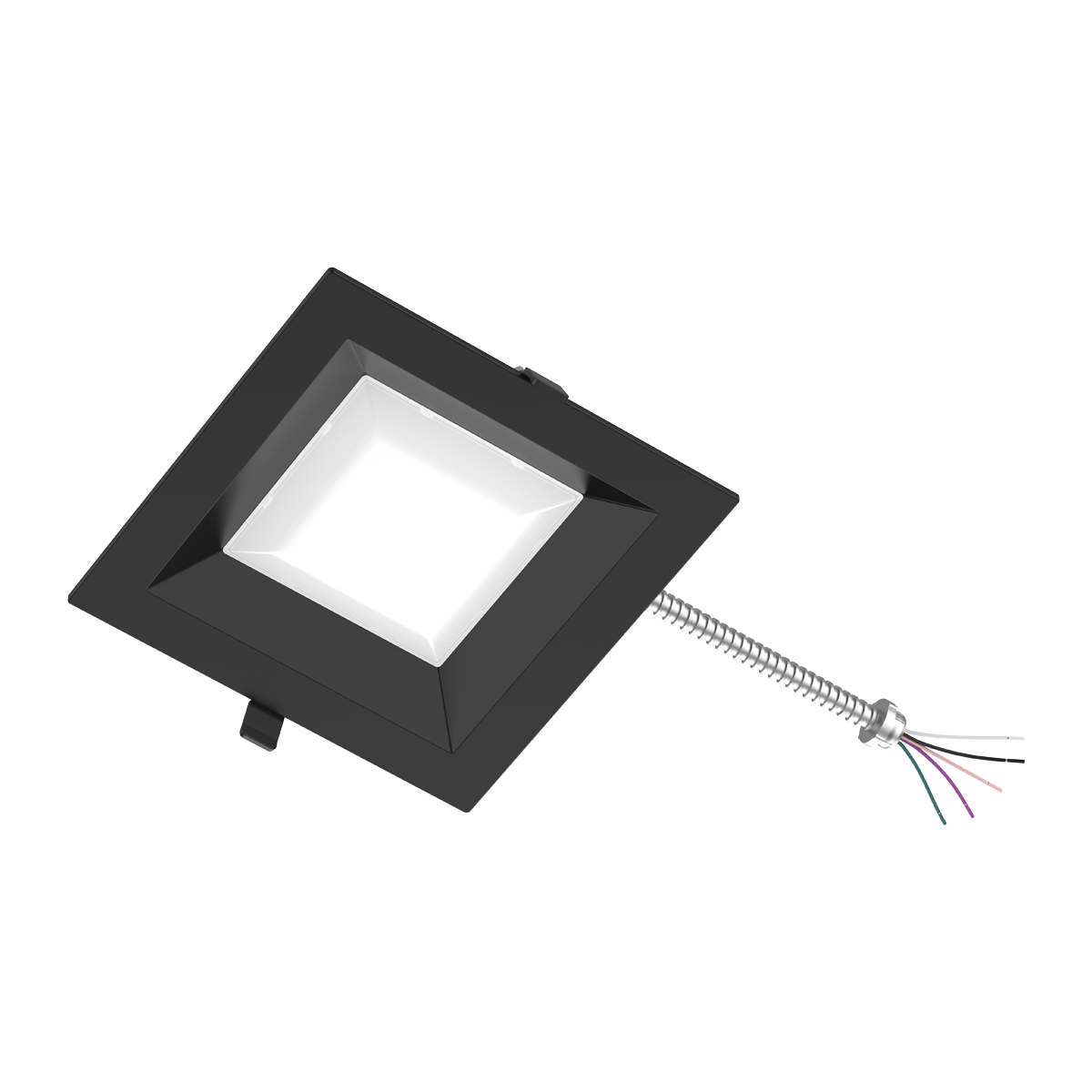 Reno Zeta - 8" Square Commercial Downlight - Selectable Wattage 15/20/25/30/35W - Selectable CCT 2700/3000/3500/4000/5000K - 120-347V - 3-in-1 Dimming | RENO-DL8-MW-DV-MCCT-SQ - Black - RENO-DL8-MW-DV-MCCT-SQ-BK