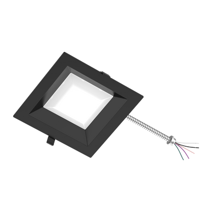 Reno Zeta - 8" Square Commercial Downlight - Selectable Wattage 15/20/25/30/35W - Selectable CCT 2700/3000/3500/4000/5000K - 120-347V - 3-in-1 Dimming | RENO-DL8-MW-DV-MCCT-SQ - Black - RENO-DL8-MW-DV-MCCT-SQ-BK
