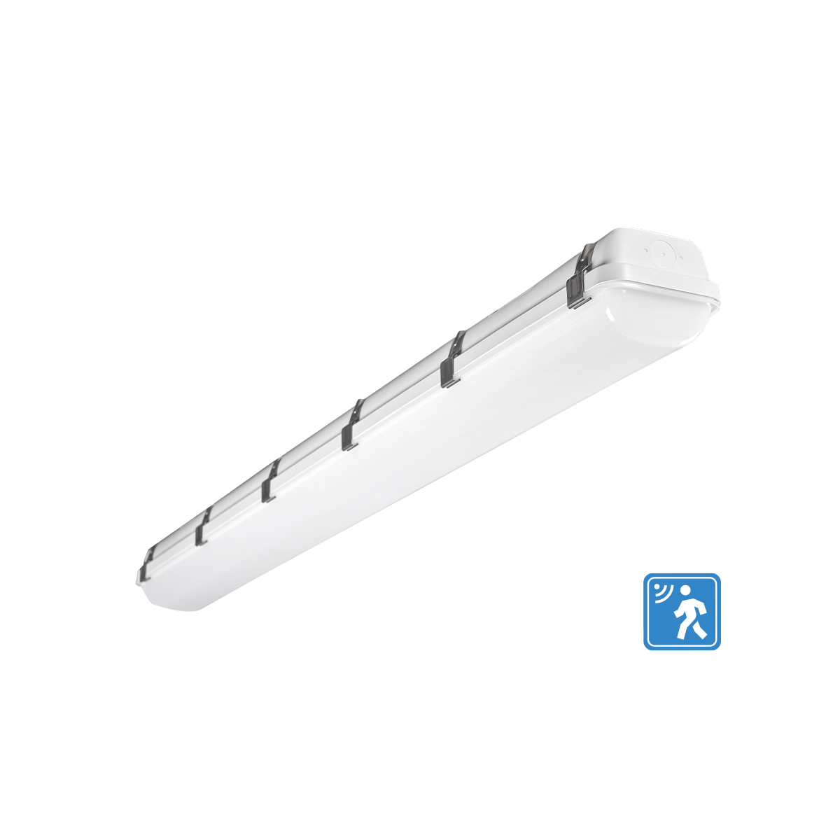 Mako - 4FT Vapor Tight R1 with Integrated Microwave Sensor - Selectable Wattage 25/35/45W - 150LM - Selectable CCT 35K/40K/50K - 120-347V — Reflector: R1