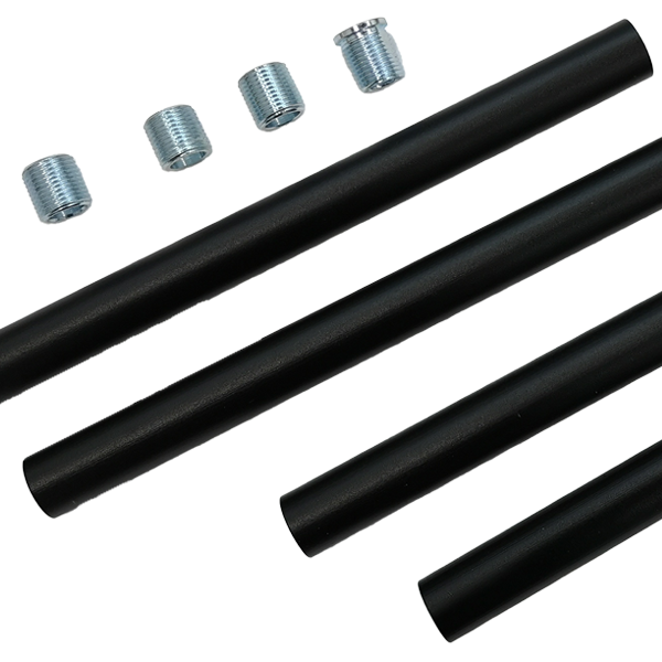 Story - Cylinder Light Pendant Mount Kit - 4 x 12" Connectable Pendant Rods, up to 48" in Length — Finish: Black