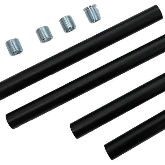 Story - Cylinder Light Pendant Mount Kit - 4 x 12" Connectable Pendant Rods, up to 48" in Length — Finish: Black