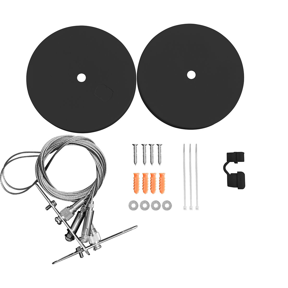 Rail - Pendant Mount Canopy with 10ft Suspension Cable for 4FT Rounded Architectural Linear Strip — Finish: Black