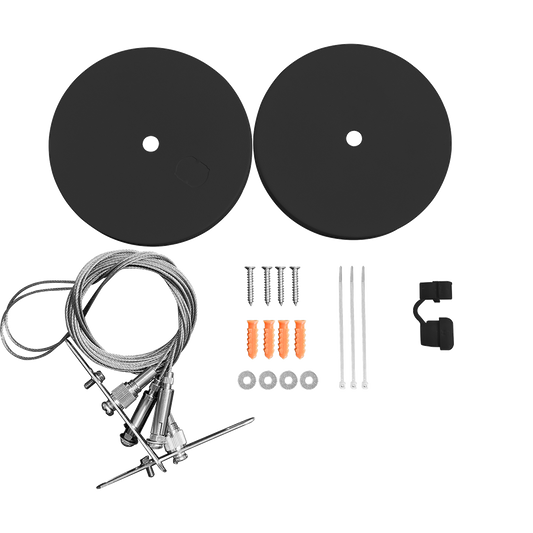 Rail - Pendant Mount Canopy with 10ft Suspension Cable for 4FT Rounded Architectural Linear Strip — Finish: Black