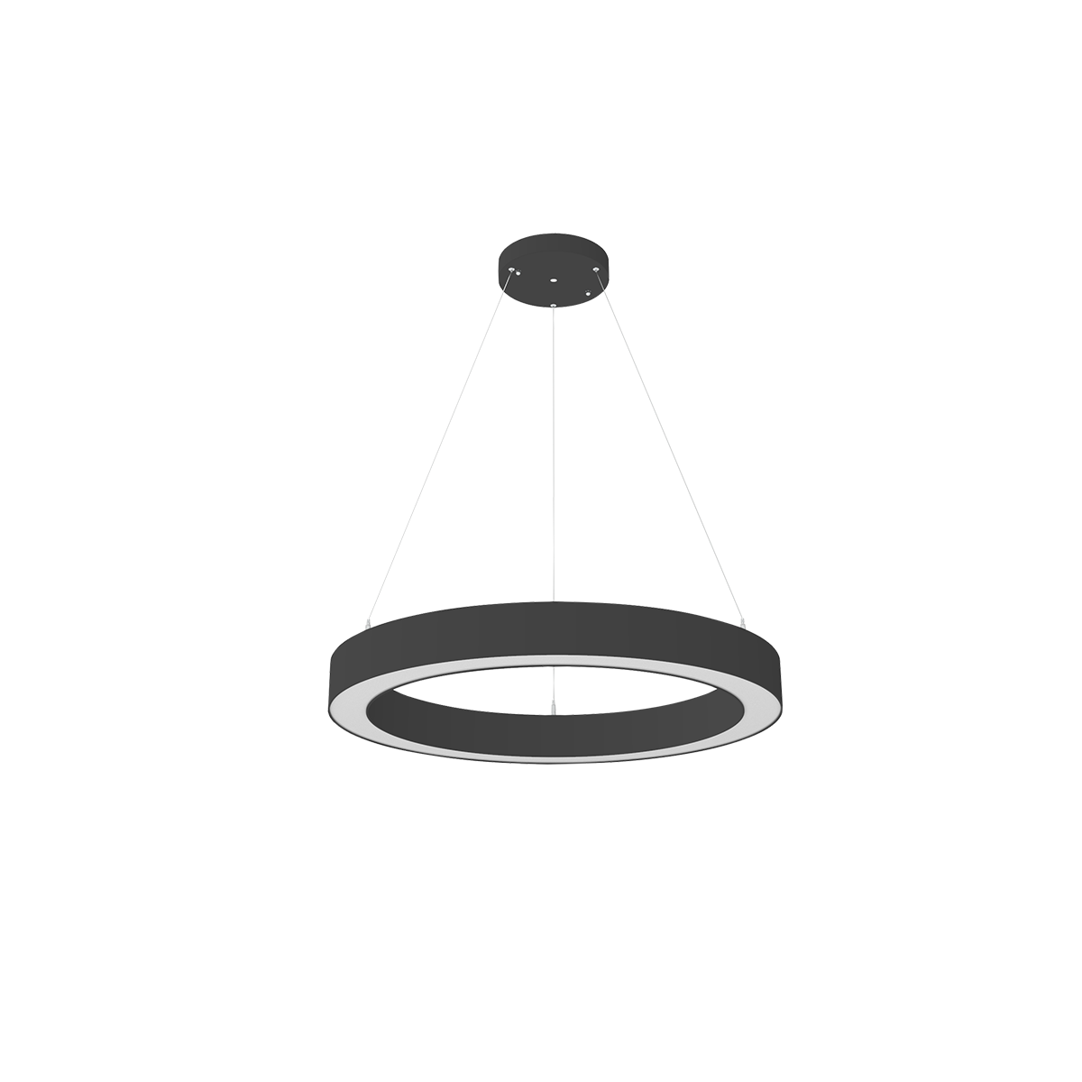 Aurora - 24" Architectural Ring Fixture | Selectable Wattage: 10/20/30/40W | Selectable CCT: 30/35/40/50K | Selectable Direct And Indirect Light Ratios | 120-347V | Suspension Cables And Canopy Included | DLC Pending — Color: Black