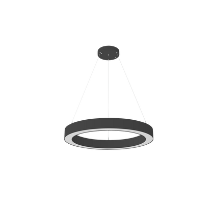 Aurora - 24" Architectural Ring Fixture | Selectable Wattage: 10/20/30/40W | Selectable CCT: 30/35/40/50K | Selectable Direct And Indirect Light Ratios | 120-347V | Suspension Cables And Canopy Included | DLC Pending — Color: Black