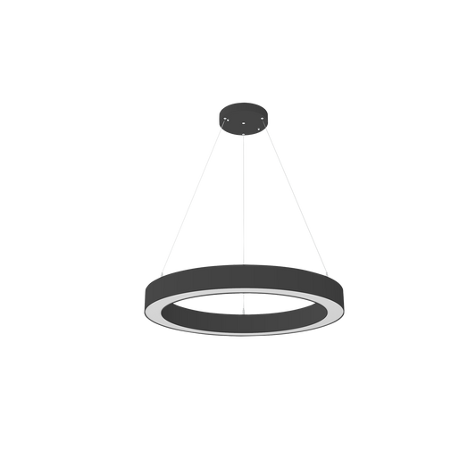 Aurora - 24" Architectural Ring Fixture | Selectable Wattage: 10/20/30/40W | Selectable CCT: 30/35/40/50K | Selectable Direct And Indirect Light Ratios | 120-347V | Suspension Cables And Canopy Included | DLC Pending — Color: Black