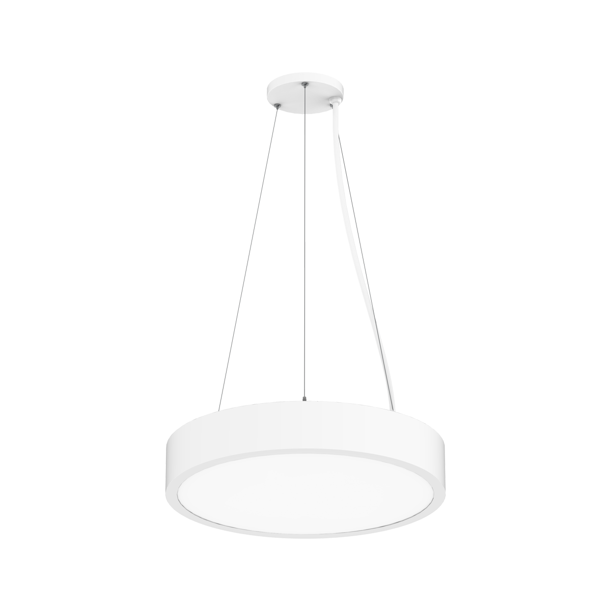 Reno Evoke - 18" Round Highbay Fixture | Selectable Wattage: 30/40/50/60W | Selectable CCT: 27/30/35/40/50K | 120-347V | 0-10V Dim | RENO-EVOKE-18-DV-MW-MCCT / R34501, R34502 — Color: White