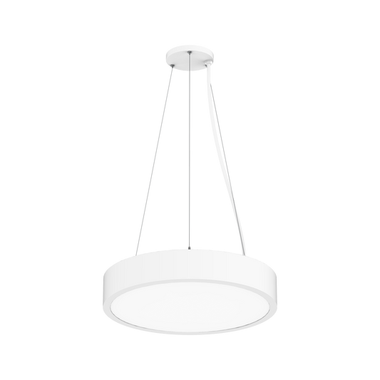Reno Evoke - 18" Round Highbay Fixture | Selectable Wattage: 30/40/50/60W | Selectable CCT: 27/30/35/40/50K | 120-347V | 0-10V Dim | RENO-EVOKE-18-DV-MW-MCCT / R34501, R34502 — Color: White