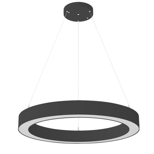 Aurora - 48" Architectural Ring Fixture | Selectable Wattage: 40/60/80/100W | Selectable CCT: 30/35/40/50K | Selectable Direct And Indirect Light Ratios | 120-347V | Black Finish | Suspension Cables And Canopy Included | DLC Pending