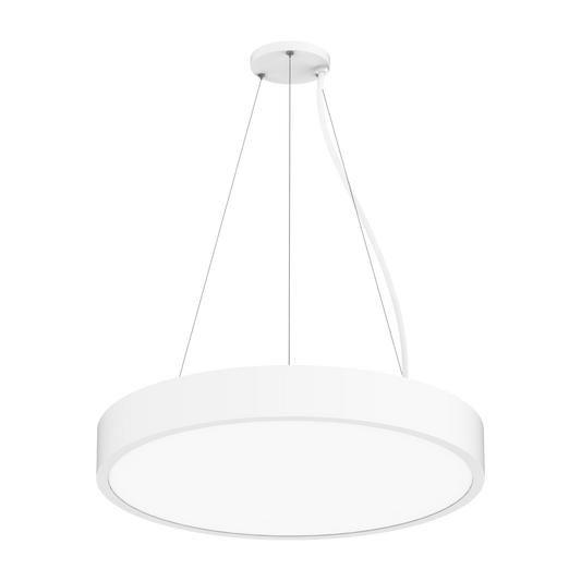 Reno Evoke - 24" Round Highbay Fixture | Selectable Wattage: 40/60/80/100W | Selectable CCT: 27/30/35/40/50K | 120-347V | RENO-EVOKE-24-DV-MW-MCCT / R34503, R34504 — Color: White