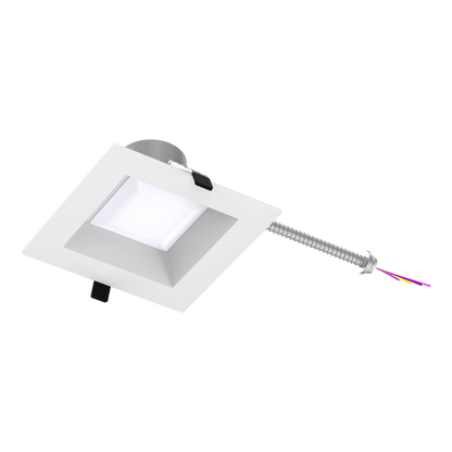 Reno Zeta - 6" Square Commercial Downlight - Selectable Wattage 15/18/22/26/30W - Selectable CCT 2700/3000/3500/4000/5000K - 120-347V - 3-in-1 Dimming | RENO-DL6-MW-DV-MCCT-SQ - White - RENO-DL6-MW-DV-MCCT-SQ-WH