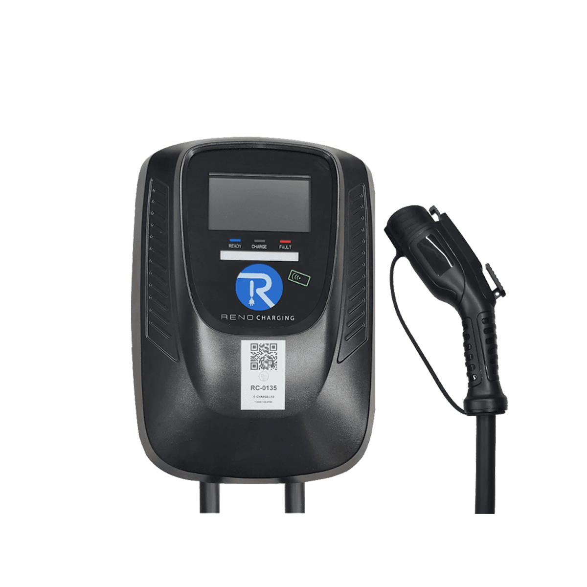 Product Display Visual of the SKU: RENO-EVC12-48AC-WIFI for Marketing of theReno EVC 48A Commercial Level 2 EV Charger (Wi-Fi & Ethernet) | RENO-EVC12-48AC-WIFI