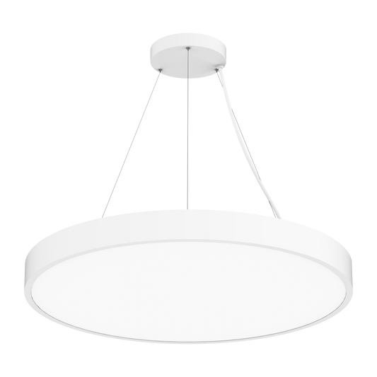 Reno Evoke - 36" Round Highbay Fixture | Selectable Wattage: 60/100/140/175W | Selectable CCT: 27/30/35/40/50K | 120-347V | RENO-EVOKE-36-DV-MW-MCCT / R34505, R34506 — Color: White