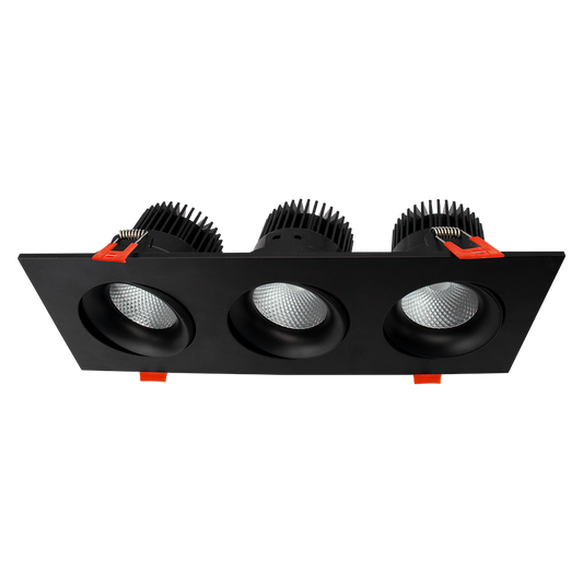 Reno Square 3-Head Regressed Gimbal | RENO-LED-AURA-35-S36W-5CCT-XX-SQ | RENO-LED-AURA-35-SQ