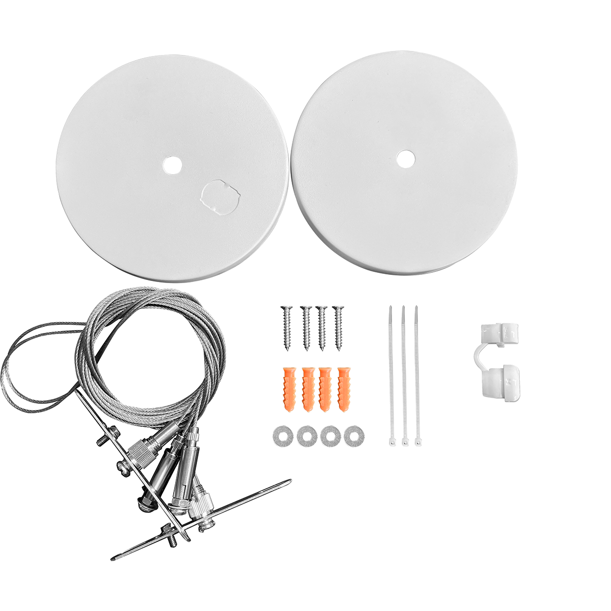 Rail - Pendant Mount Canopy with 10ft Suspension Cable for 4FT Rounded Architectural Linear Strip — Finish: White