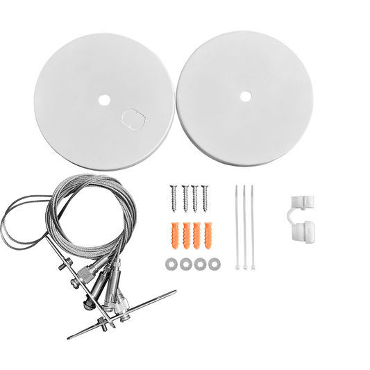 Rail - Pendant Mount Canopy with 10ft Suspension Cable for 4FT Rounded Architectural Linear Strip — Finish: White