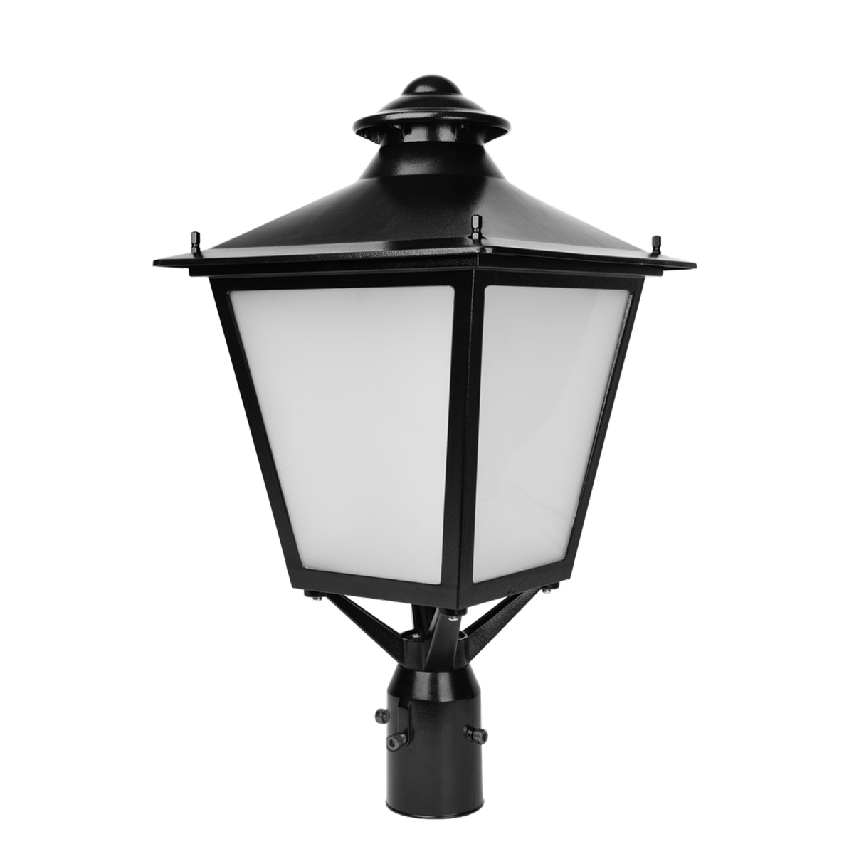 Bellevue - Lantern Post Top Fixture - Selectable Wattage 40/60/80/100W - Selectable CCT 30/40/50K - 120-347V - Black Finish