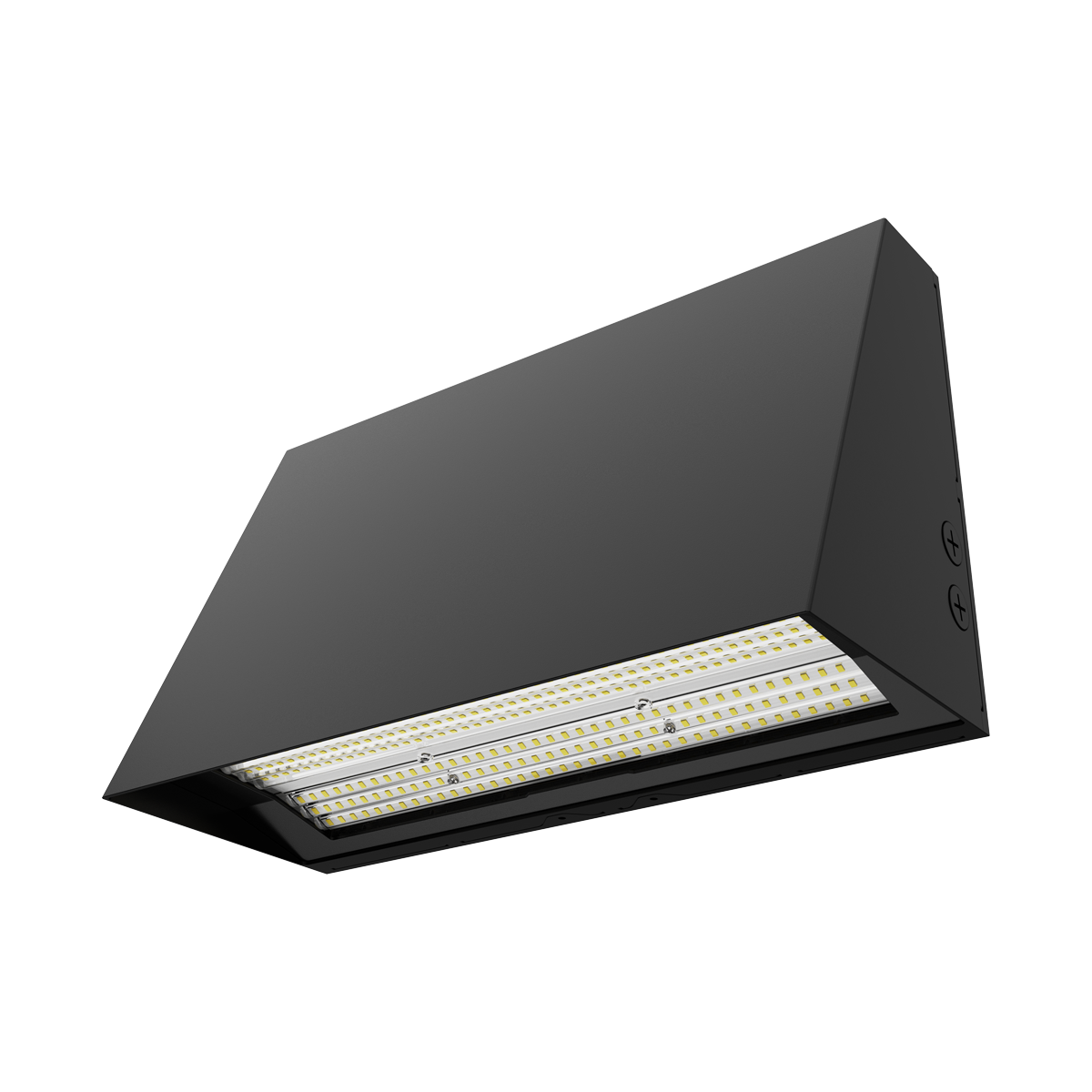 Reno OPS - Architectural Slim Full Cut-off Wall Pack R3 | BeamFlex™ Adjustable Beam Angle: T2/T3/T4 | Selectable Wattage: 90/120/150W | Selectable CCT: 3000/4000/5000K | 140LM/W | 120-347V | Built-In Photocell | RENO-SFWP-DV-MCCT-ABA-G2-R3 / R51214, R51215 — Color: Black