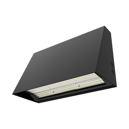 Reno OPS - Architectural Slim Full Cut-off Wall Pack R3 | BeamFlex™ Adjustable Beam Angle: T2/T3/T4 | Selectable Wattage: 90/120/150W | Selectable CCT: 3000/4000/5000K | 140LM/W | 120-347V | Built-In Photocell | RENO-SFWP-DV-MCCT-ABA-G2-R3 / R51214, R51215 — Color: Black