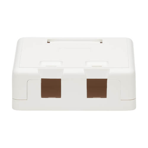Product Marketing Image of Simply Secured SKU: SMK2-WH by Vendor Grid Networking Product 2-Port Surface Mount Box - White, For Keystone Jacks & Low-Voltage Outlets | SMK2-WH