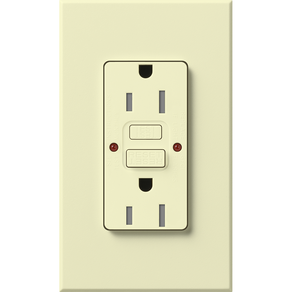 Lutron Nova T 15A Self-Testing GFCI Receptacle 120V Architectural Matte | NTR-15-GFST