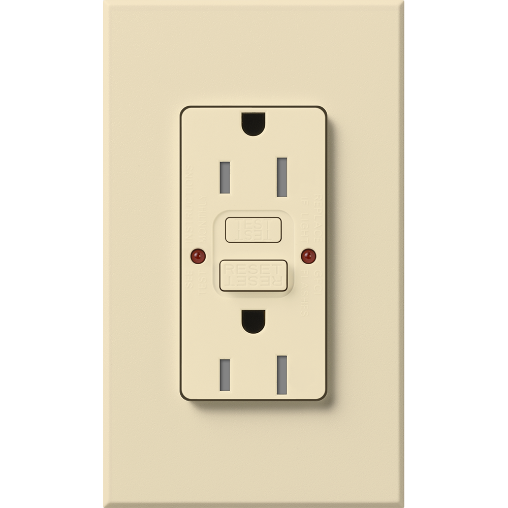 Lutron Nova T 15A Self-Testing GFCI Receptacle 120V Architectural Matte | NTR-15-GFST