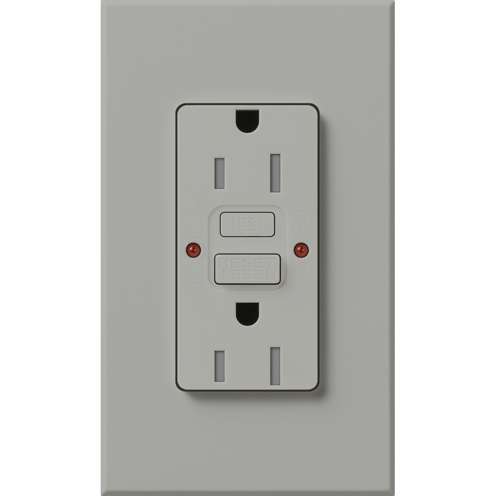 Lutron Nova T 15A Self-Testing GFCI Receptacle 120V Architectural Matte | NTR-15-GFST