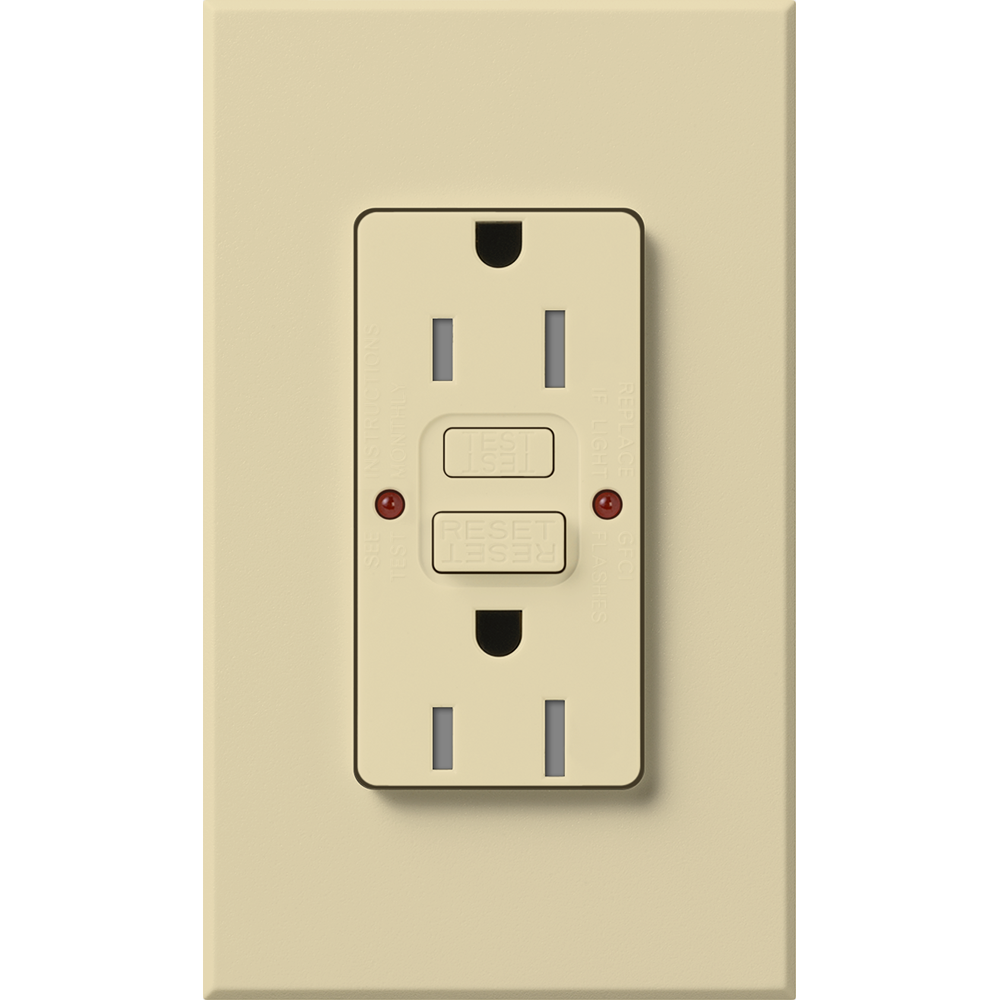 Lutron Nova T 15A Self-Testing GFCI Receptacle 120V Architectural Matte | NTR-15-GFST