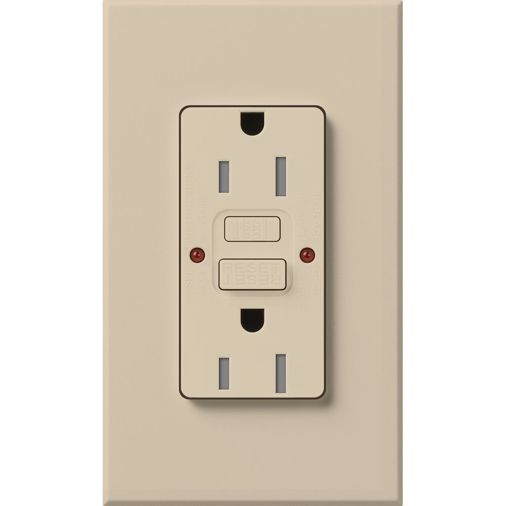 Lutron Nova T 15A Self-Testing GFCI Receptacle 120V Architectural Matte | NTR-15-GFST