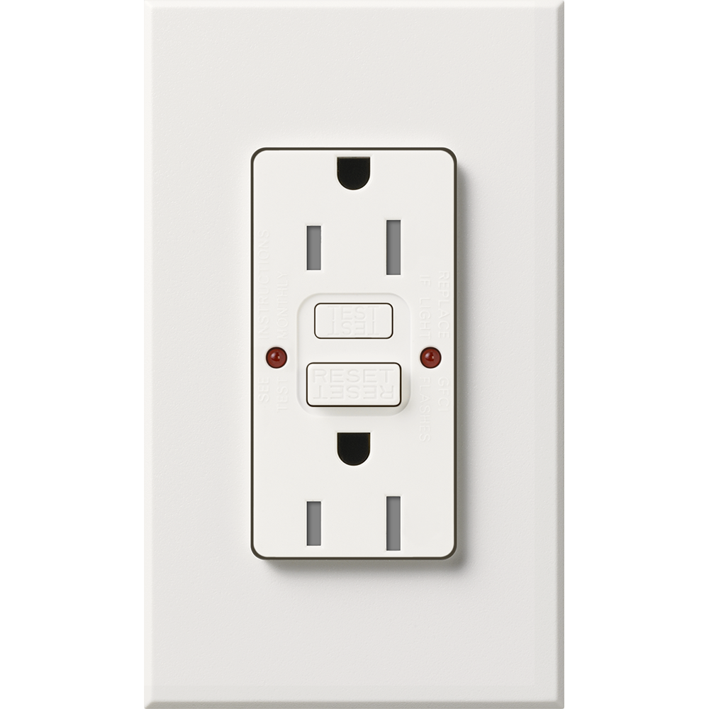 Lutron Nova T 15A Self-Testing GFCI Receptacle 120V Architectural Matte | NTR-15-GFST
