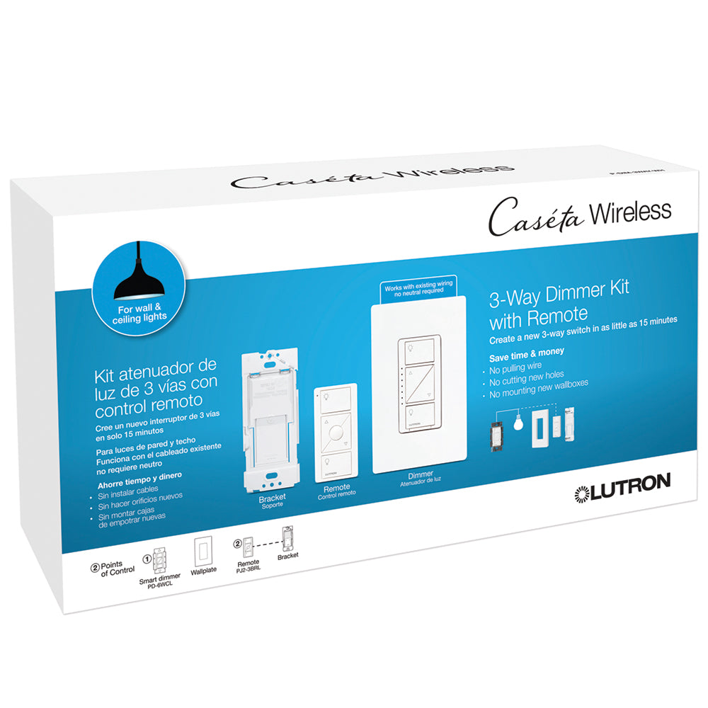 Product Display Visual of the SKU: P-DIM-3WAY-WH-C for Marketing of theLutron 3-Way Wireless Dimming Kit with Pico Remote Control | P-DIM-3WAY-WH-C