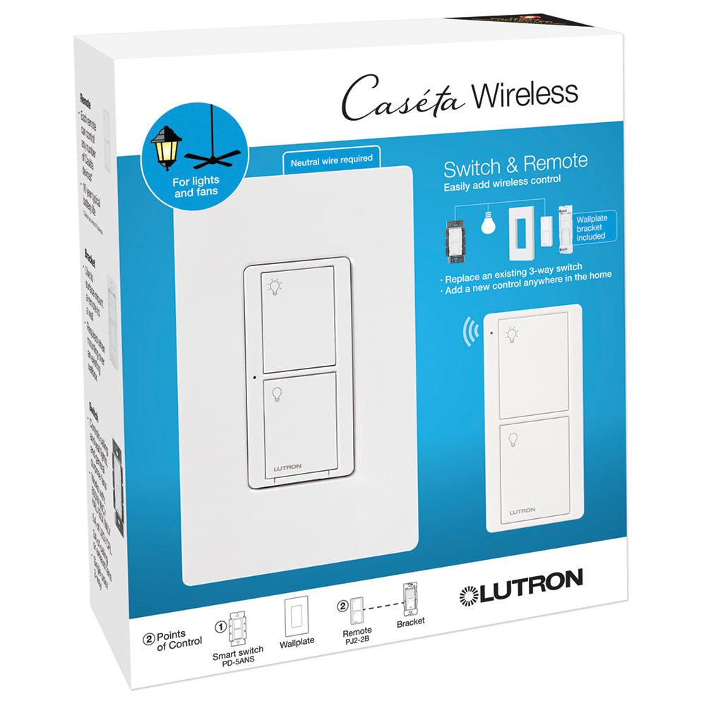 Lutron Switch & Remote Kit | P-PKG1WS-WH-C