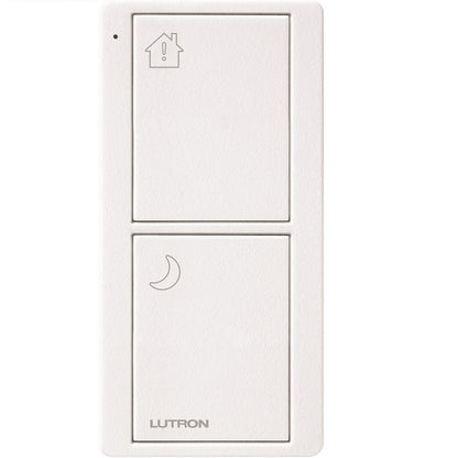Product Display Visual of the SKU: PJ2-2B-TSW-P12 for Marketing of theLutron Pico Smart Remote, 2-Button Bedside Scene (Alert/Goodnight Icons) | PJ2-2B-XX-P12