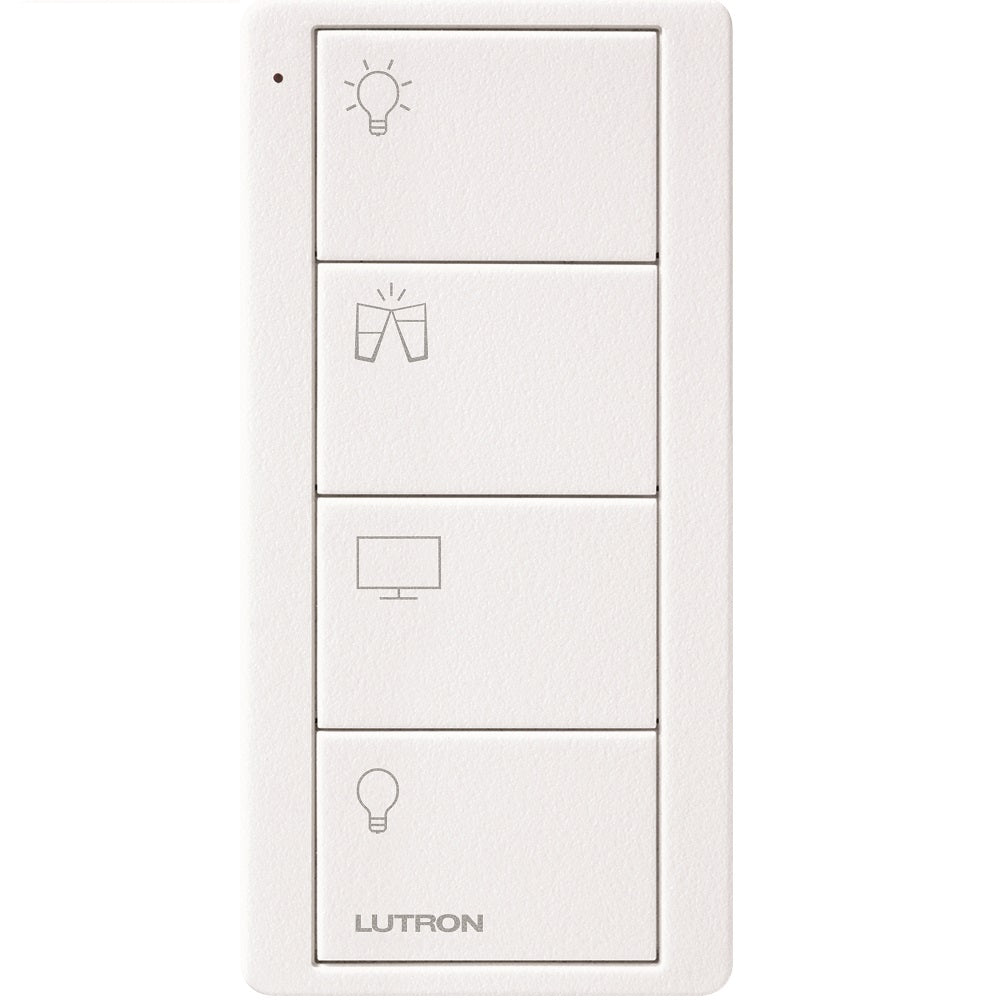 Product Display Visual of the SKU: PJ2-4B-TSW-P11 for Marketing of theLutron Pico Smart Remote, 4-Button Scene Keypad (Family Room Icons) | PJ2-4B-XX-P11