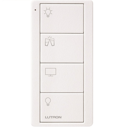 Product Display Visual of the SKU: PJ2-4B-TSW-P11 for Marketing of theLutron Pico Smart Remote, 4-Button Scene Keypad (Family Room Icons) | PJ2-4B-XX-P11